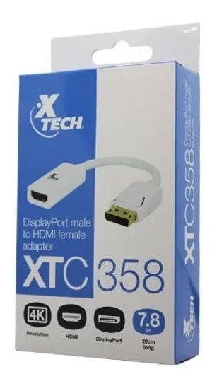 Adaptador DisplayPort a HDMI XTECH XTC358 4K DisplayPort Macho HDMI Hembra