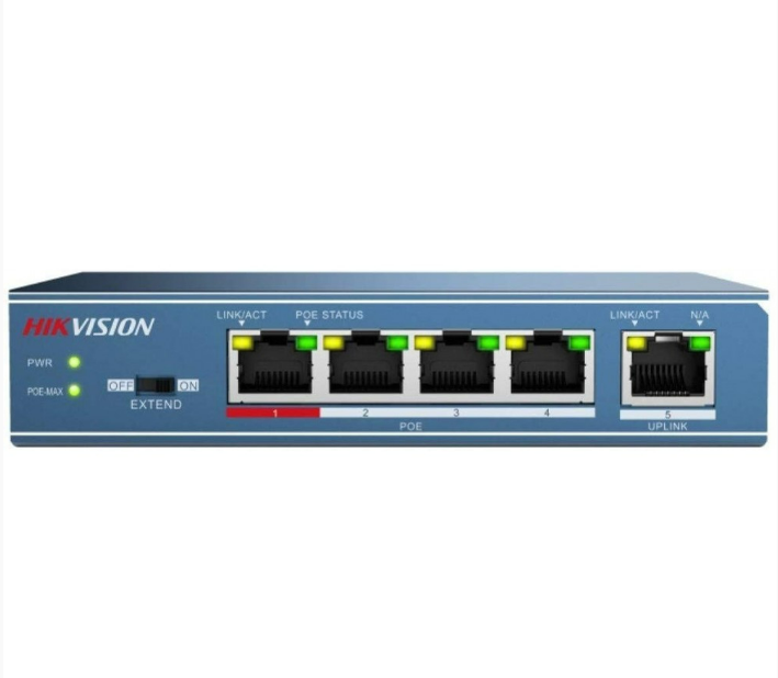 Switch 4PoE+1P Uplink Hikvision DS-3E0105P-E/M(B) 10/100M