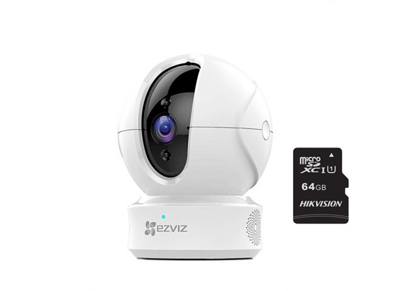 Kit Camara de Seguridad Ezviz C6CN PT Wifi 720p + Tarjeta de Memoria Hikvision 64GB 